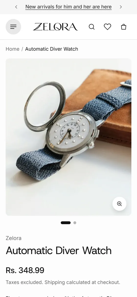 Product page on a phone