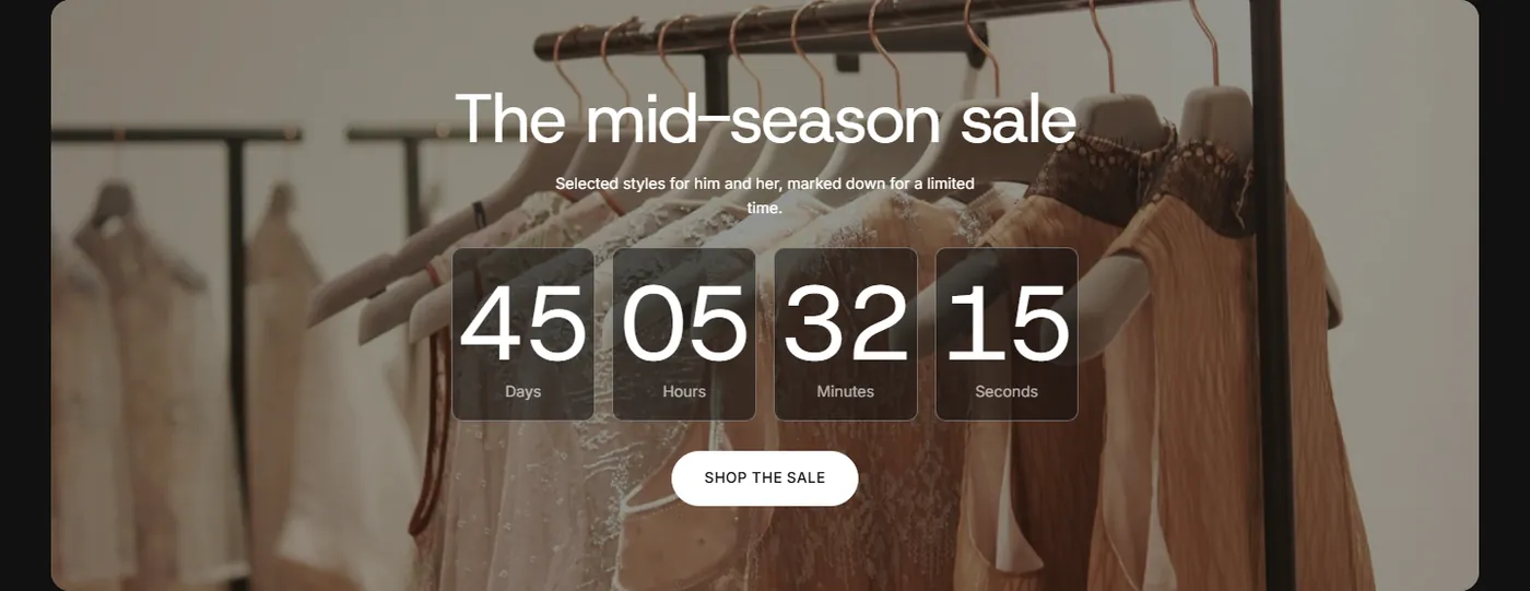 Countdown banner section