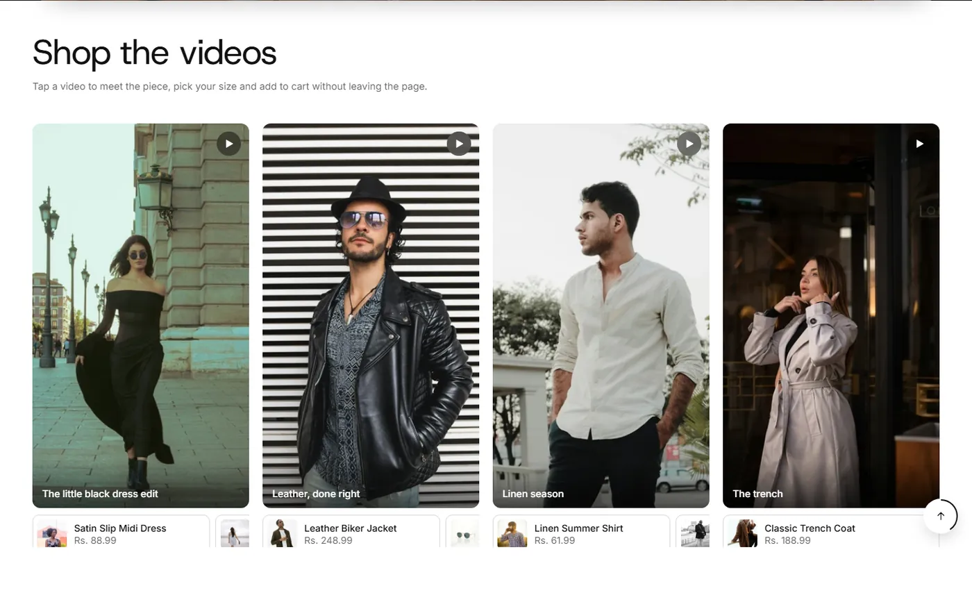 Videos and stories on the demo store