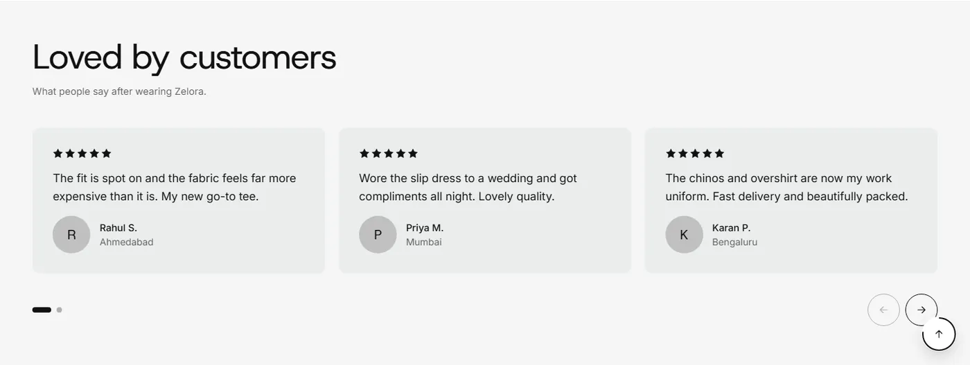 Testimonials section